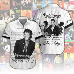 Elvis Presley Short Sleeve Button-Down Shirt - HUANNM 4651