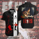 Elvis Presley Short Sleeve Button-Down Shirt - HUANNM 2030