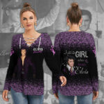 Elvis Presley Women’s Long Sleeve Neckline Tie Sweatshirt – HOATT 6107
