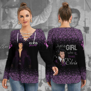 Elvis Presley Women's Long Sleeve Neckline Tie Sweatshirt - HOATT 6107