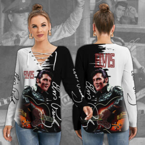 Elvis Presley Women's Long Sleeve Neckline Tie Sweatshirt - HOATT 6177