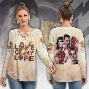 Freddie Mercury Women’s Long Sleeve Neckline Tie Sweatshirt – MAITM12614