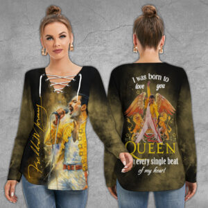 Freddie Mercury Women’s Long Sleeve Neckline Tie Sweatshirt – MAITM12615