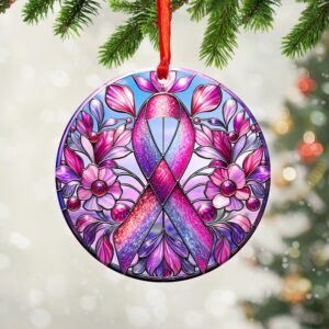 Breast Cancer Awareness Fixed Shape 2-Side Printed Acrylic Ornament - GNE 1829