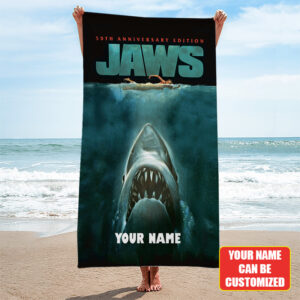 Personalized Jaws Rectangle Beach Towel - TANTN 12360
