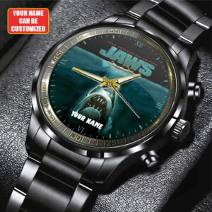 Personalized Jaws Black Stainless Steel Watch - GNE 3461