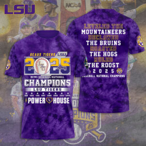 LSU Tigers Baseball 2025 National Champions 3D Apparel - TANTN 13870
