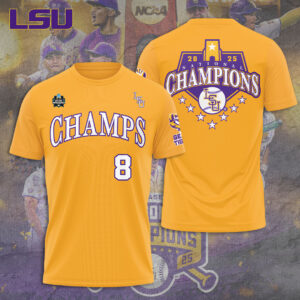 LSU Tigers Baseball 2025 National Champions 3D Apparel - TANTN 14094