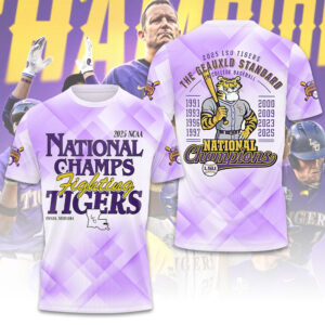 LSU Tigers Baseball 2025 National Champions 3D Apparel - GNE 3938