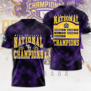 LSU Tigers Baseball 2025 National Champions 3D Apparel - MAITM 11741