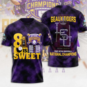 LSU Tigers Baseball 2025 National Champions 3D Apparel - MAITM 11781