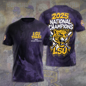LSU Tigers Baseball 2025 National Champions 3D Apparel - TANTN 13903