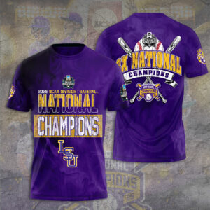 LSU Tigers Baseball 2025 National Champions 3D Apparel - TANTN 13920
