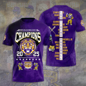 LSU Tigers Baseball 2025 National Champions 3D Apparel - TANTN 13932