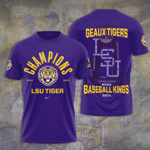 LSU Tigers Baseball 2025 National Champions 3D Apparel - TANTN 13945