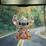 Breast Cancer Awareness x Stitch Custom Shape 1-sided Acrylic Car Ornament - TMTHU666