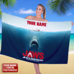 Personalized Jaws Rectangle Beach Towel - TANTN 12357