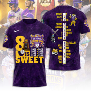 LSU Tigers Baseball 2025 National Champions 3D Apparel - TANTN 13866