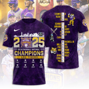 LSU Tigers Baseball 2025 National Champions 3D Apparel - TANTN 13868