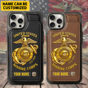 Personalized US Marine Corps Leather Wallet Phone Case – TMTHU323