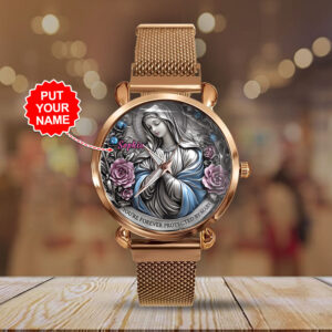 Personalized You're Forever Protected By Mary Mesh Strap Quartz Watch - TANTN15404
