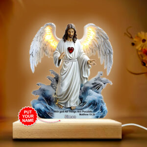 Personalized With God All Things Are Possible 3D Led Light Wooden Base - TANTN15410