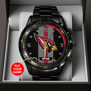 Personalized Arizona Cardinals Black Stainless Steel Watch - TANTN16003