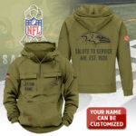 Personalized Baltimore Ravens 2025 Salute to Service 2D Vintage Quarter Zip Hoodie - TANTN16730