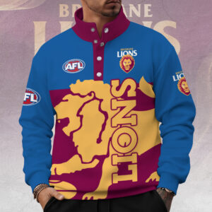 Brisbane Lions 3D Snap Button Collar Sweatshirt - TANTN16493