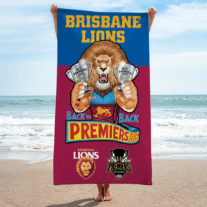Brisbane Lions Premiers 2025 Rectangle Beach Towel - TANTN16796