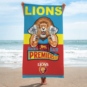 Brisbane Lions Premiers 2025 Rectangle Beach Towel - TANTN16802