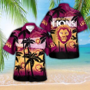 Brisbane Lions 3D Hawaiian Apparel - VANDH 3751