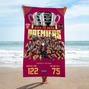 Brisbane Lions Premiers 2025 Rectangle Beach Towel - HOATT13473