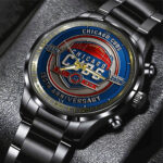 Chicago Cubs Black Stainless Steel Watch - TMTHU1197