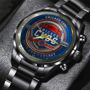 Chicago Cubs Black Stainless Steel Watch - TMTHU1197