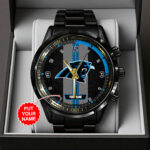 Personalized Carolina Panthers Black Stainless Steel Watch - TANTN16007
