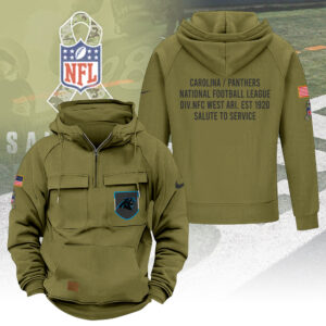 Carolina Panthers 2025 Salute to Service 2D Vintage Quarter Zip Hoodie - TANTN16582