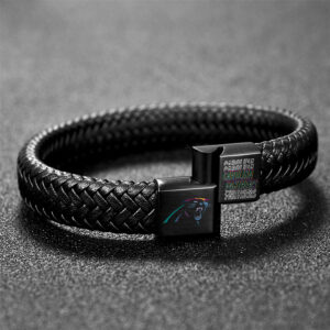 Carolina Panthers Crucial Catch 2025 Braided Leather Bracelet - TANTN15914