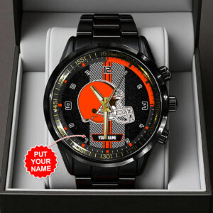 Personalized Cleveland Browns Black Stainless Steel Watch - TANTN16010