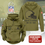 Personalized Cleveland Browns 2025 Salute to Service 2D Vintage Quarter Zip Hoodie - TANTN16735