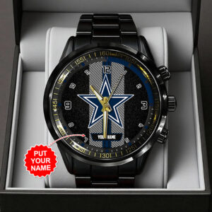 Personalized Dallas Cowboys Black Stainless Steel Watch - TANTN16011