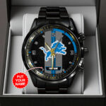 Personalized Detroit Lions Black Stainless Steel Watch - TANTN16013