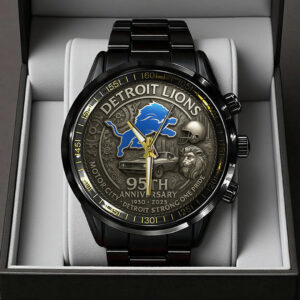 Detroit Lions 95th Anniversary 2025 Black Stainless Steel Watch - TANTN16206
