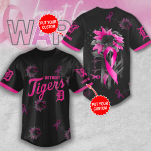 Personalized Detroit Tigers x Breast Cancer Awareness Baseball Jersey - MAITM12922