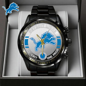 Detroit Lions Black Stainless Steel Watch - TANTN15888
