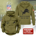 Personalized Detroit Lions 2025 Salute to Service 2D Vintage Quarter Zip Hoodie - TANTN16738