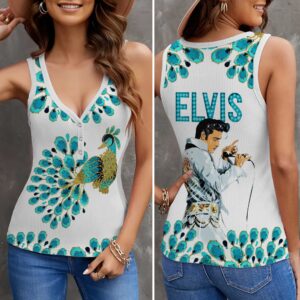 Elvis Presley Women V-Neck Ribbed Tank Top - VANDH3042