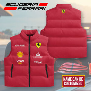 Personalized Scuderia Ferrari 3D Sleeveless Down Jacket - TMTHU1117
