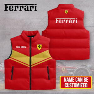 Personalized Scuderia Ferrari 3D Sleeveless Down Jacket - TMTHU1143