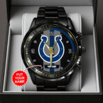 Personalized Indianapolis Colts Black Stainless Steel Watch - TANTN16016